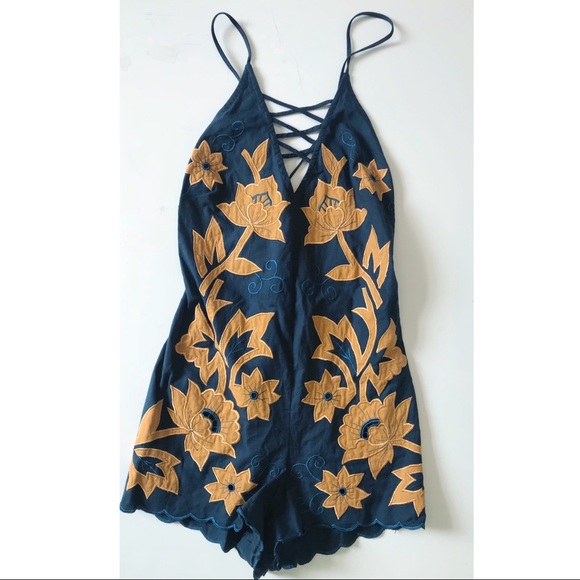 Free People Other - FREE PEOPLE INTIMATELY EMBROIDERED Floral ROMPER 6